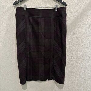 Kenar Women's Brown 100% Wool Plaid Skirt Size 10